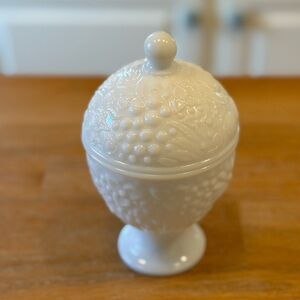 Vintage Avon Milk Glass Compote with Lid